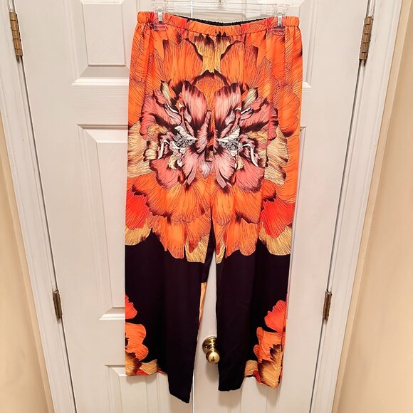 Sheer Black Floral Front Opening Kimono and Pant Set - Picture 4 of 7